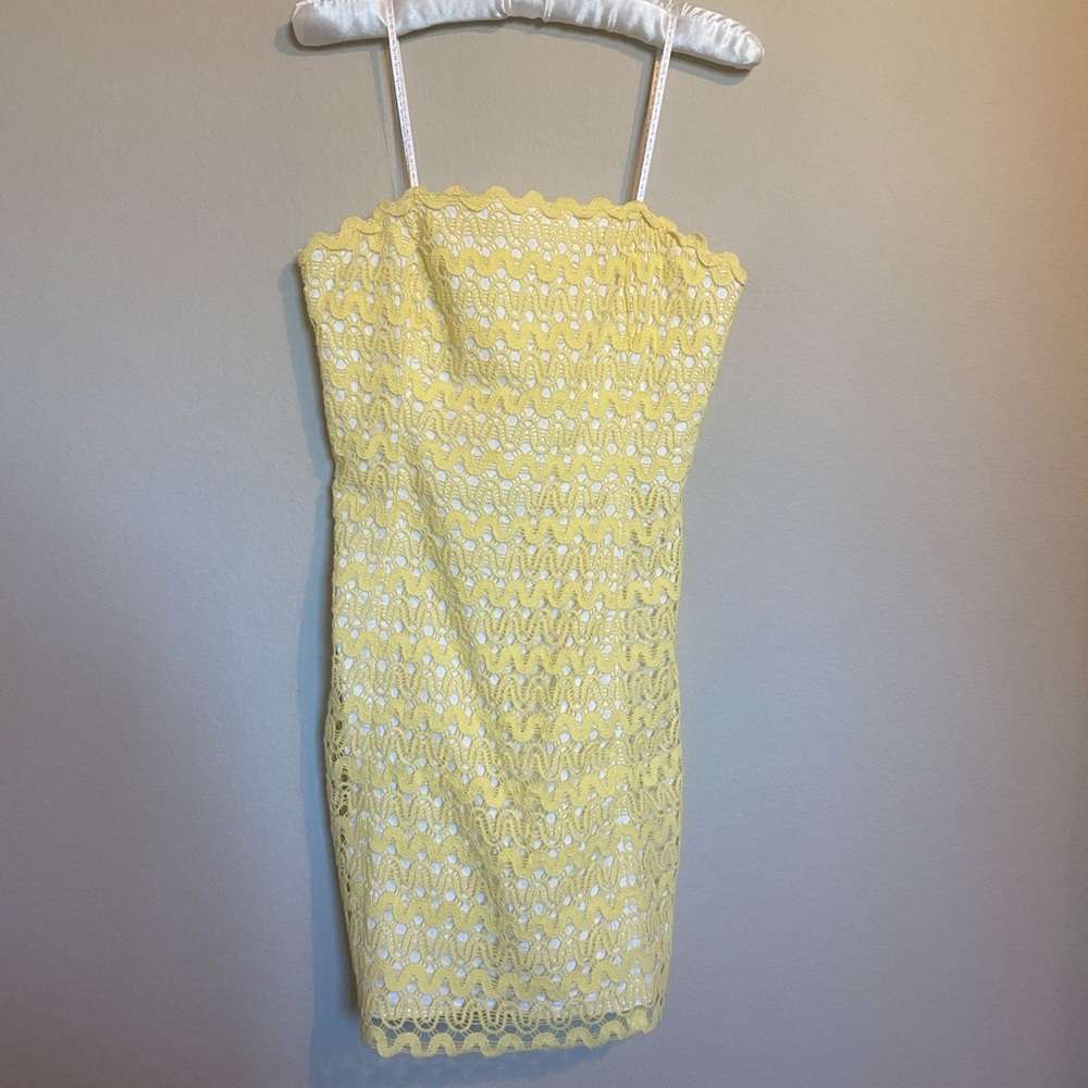 Lilly Pulitzer Strapless Yellow Lace Dress